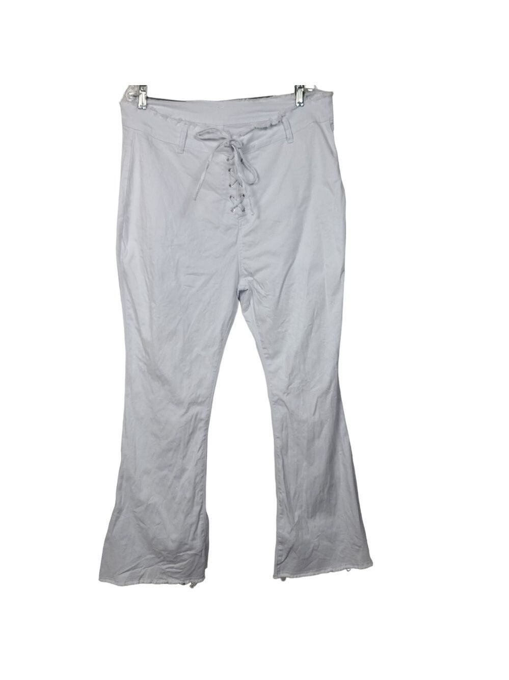 Shein Lace Up White Raw Hem Pants 4X